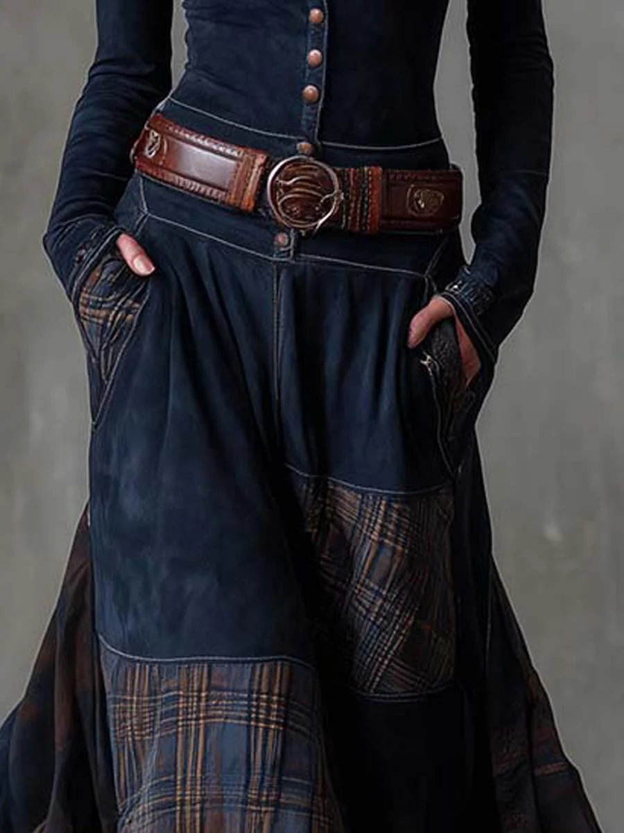 Élise | Robe longue effet daim avec ceinture à la taille