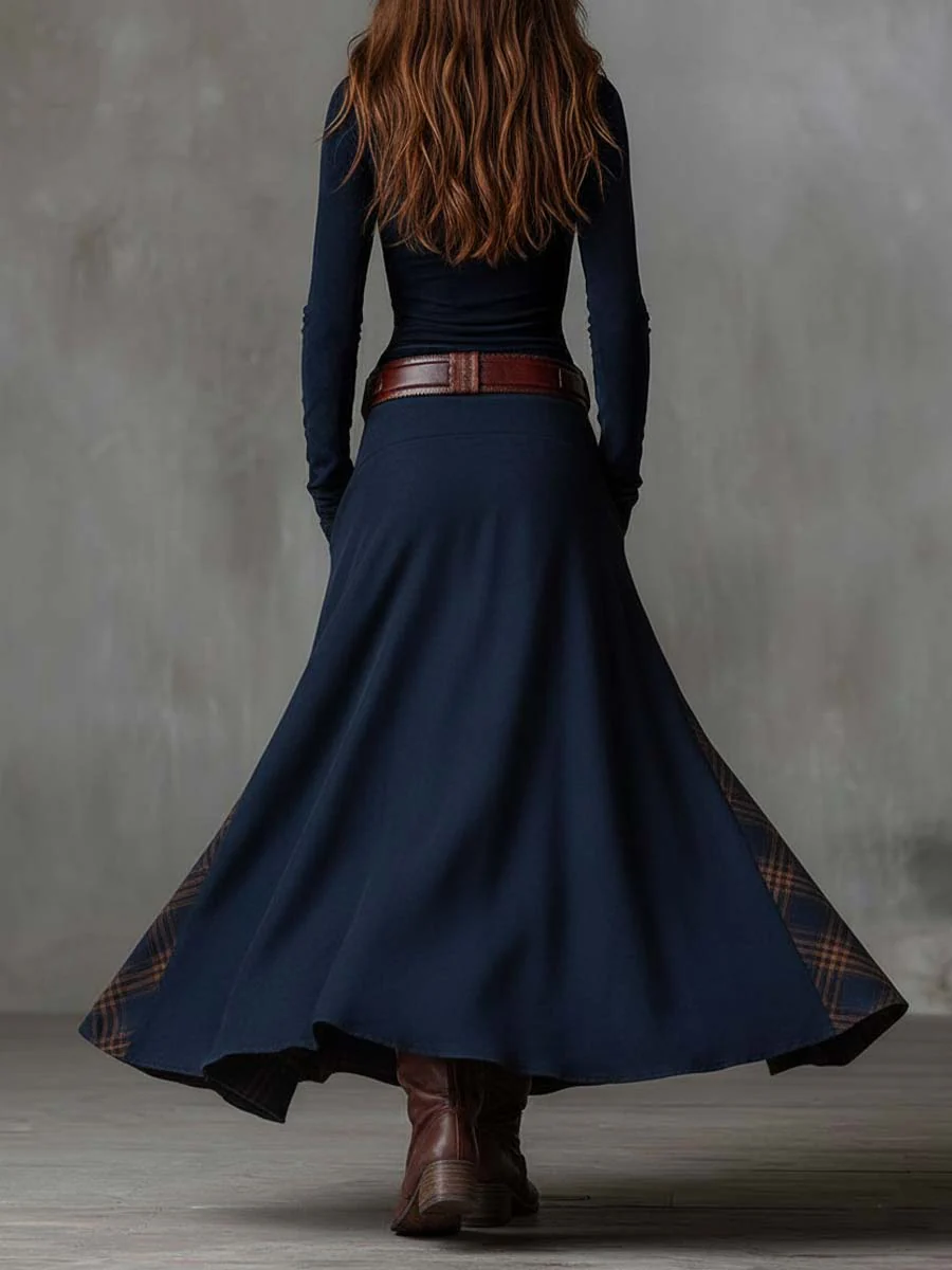 Élise | Robe longue effet daim avec ceinture à la taille