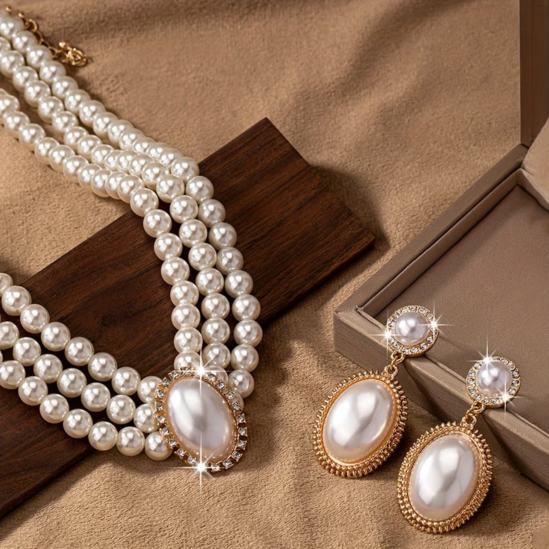Ensemble de bijoux classique avec rang de perles