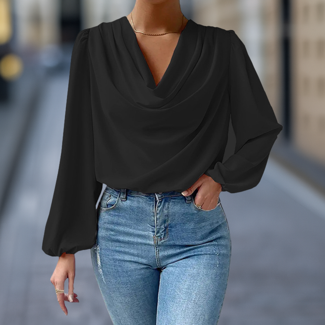 Chemisier drapé élégant Celeste Luxe pour femme