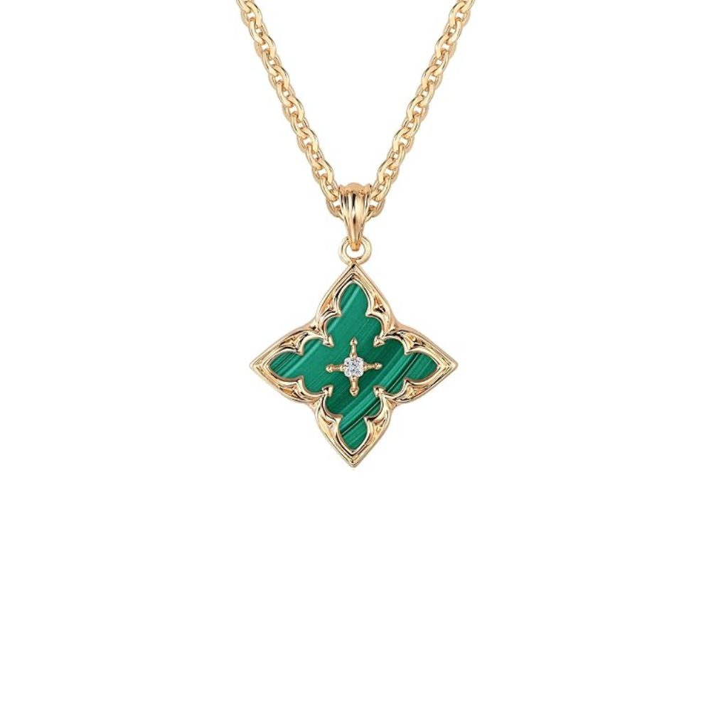 Émeraude Trèfle en Pendentif | Or