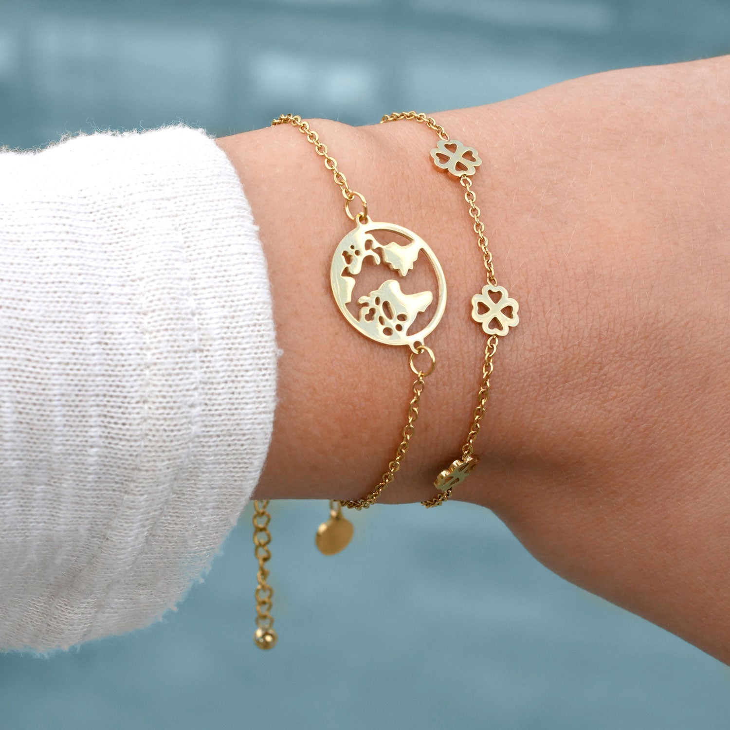 Bundle : collier feuille de trèfle BonnyBliss + bracelet en or