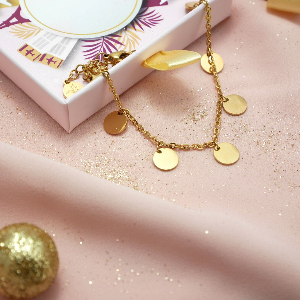 Bundle: BonnyCoin Plättchen Kette + Armband Gold