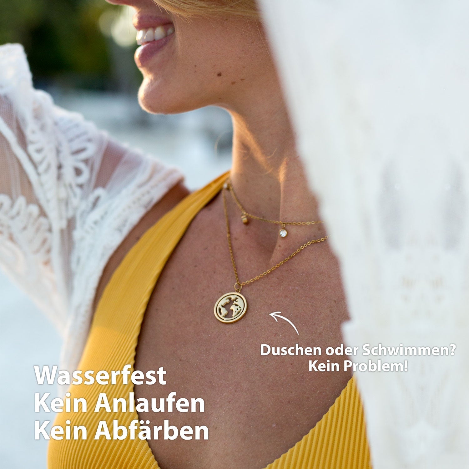 BonnyWorld Kette mit rotierbarer Weltkugel Gold