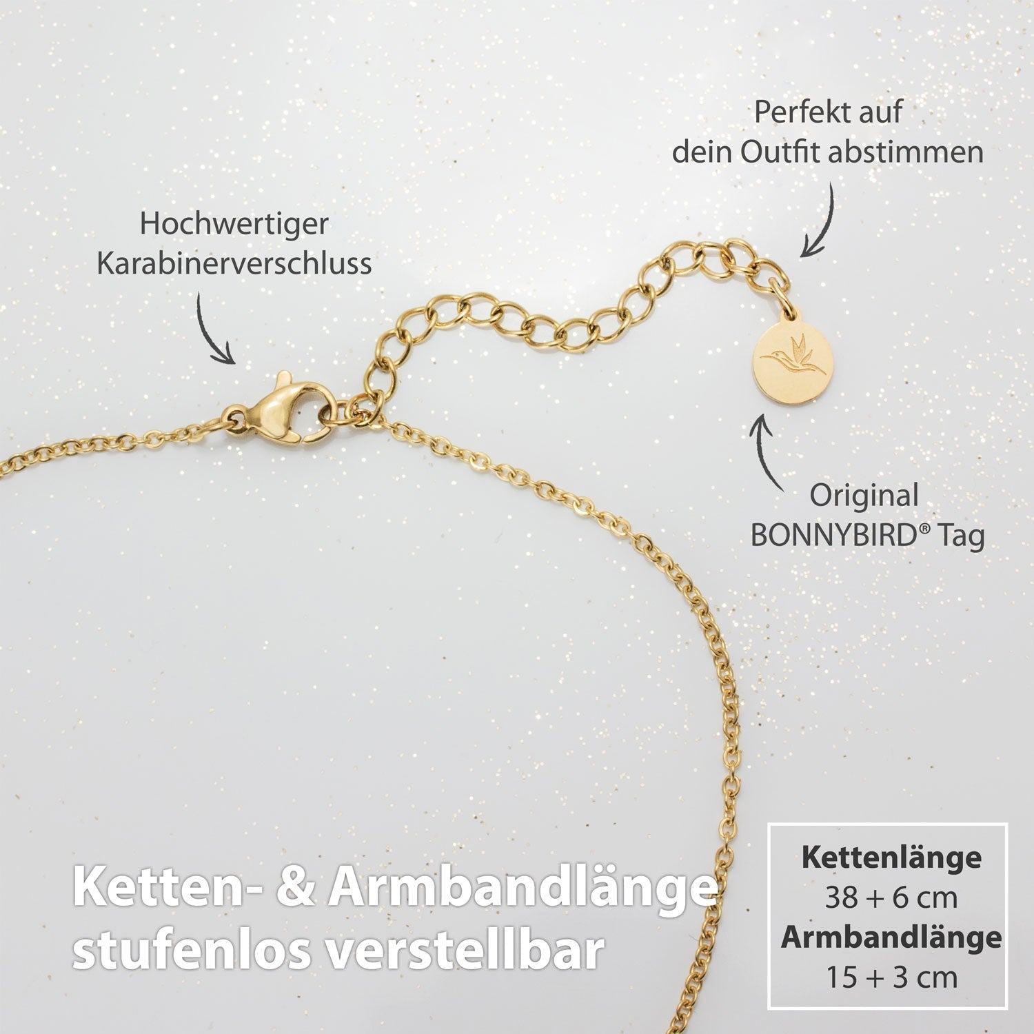 Bundle: BonnyBliss Kleeblatt Kette + Armband Gold