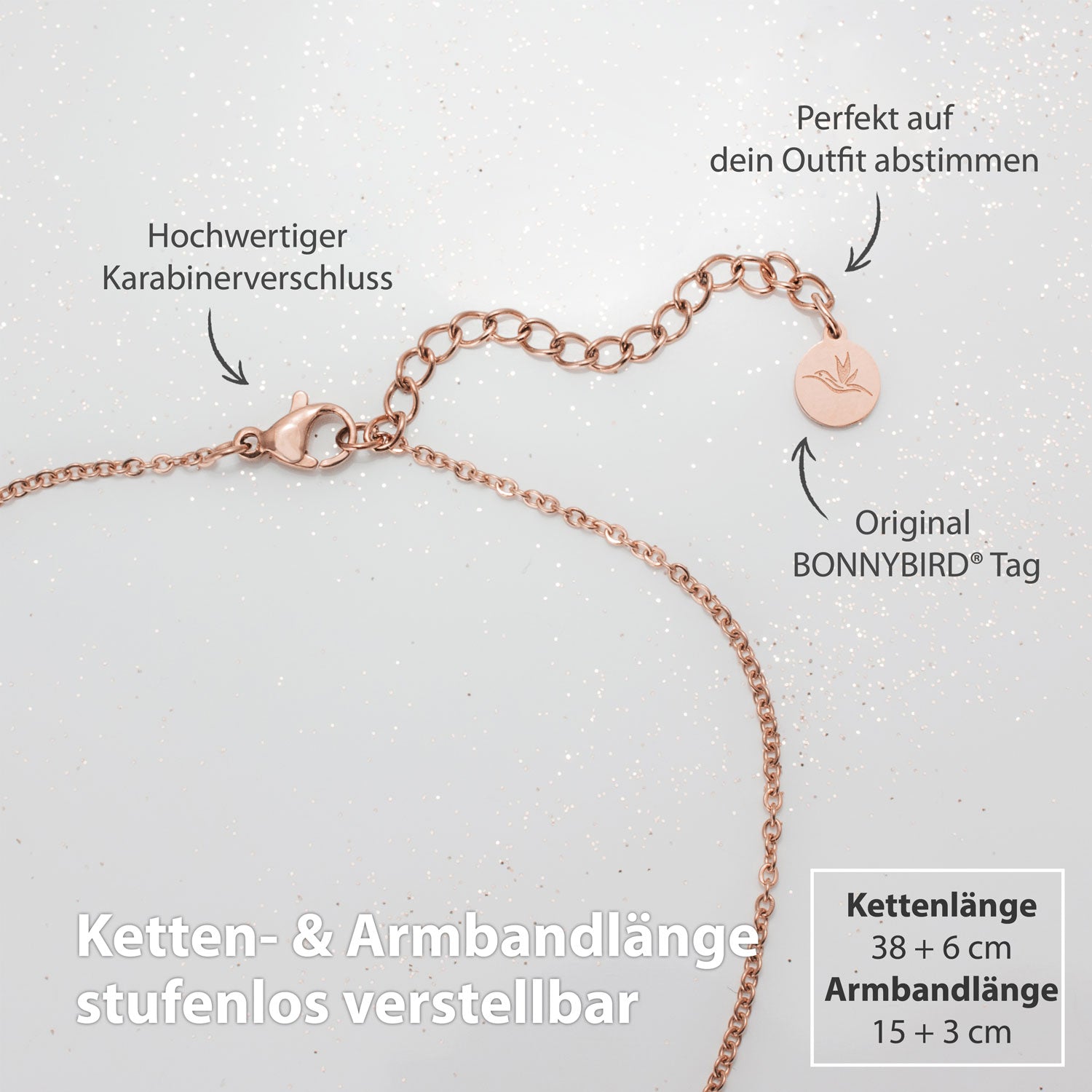 Bundle: BonnyBliss Kleeblatt Kette + Armband Roségold