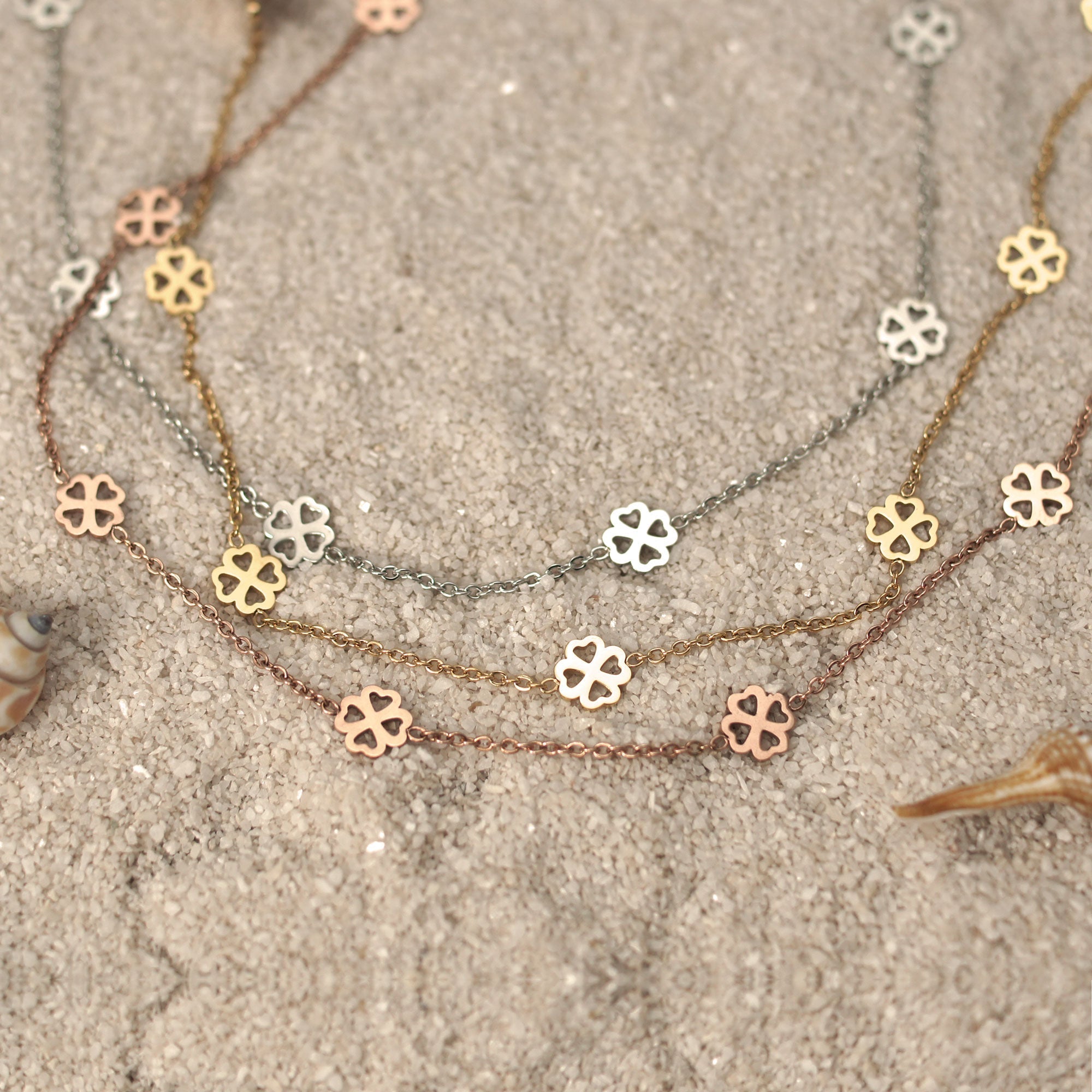 Bundle : Collier BonnyBliss Trèfle + Bracelet Or rose