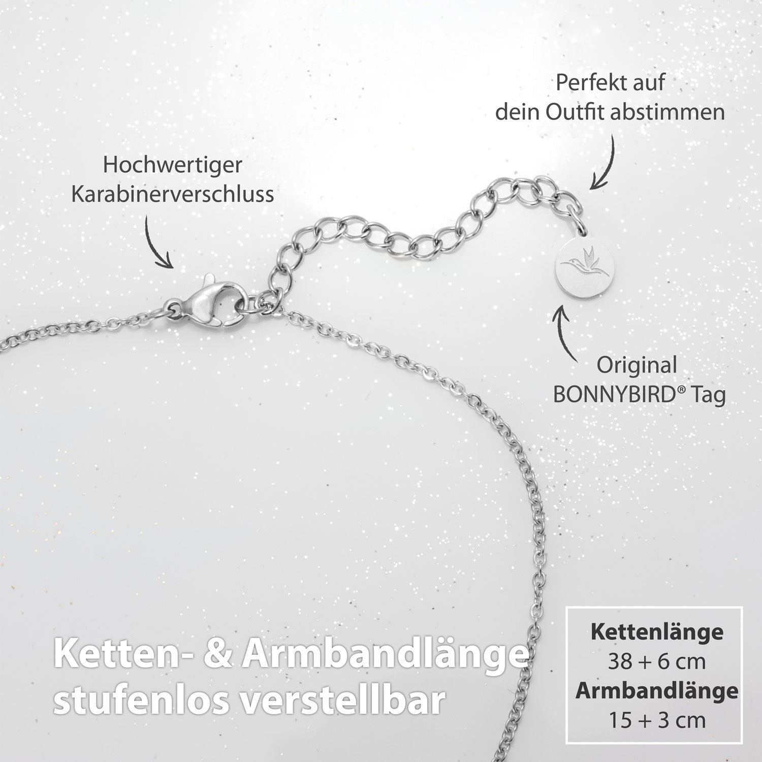 Bundle: BonnyBliss Kleeblatt Kette + Armband Silber