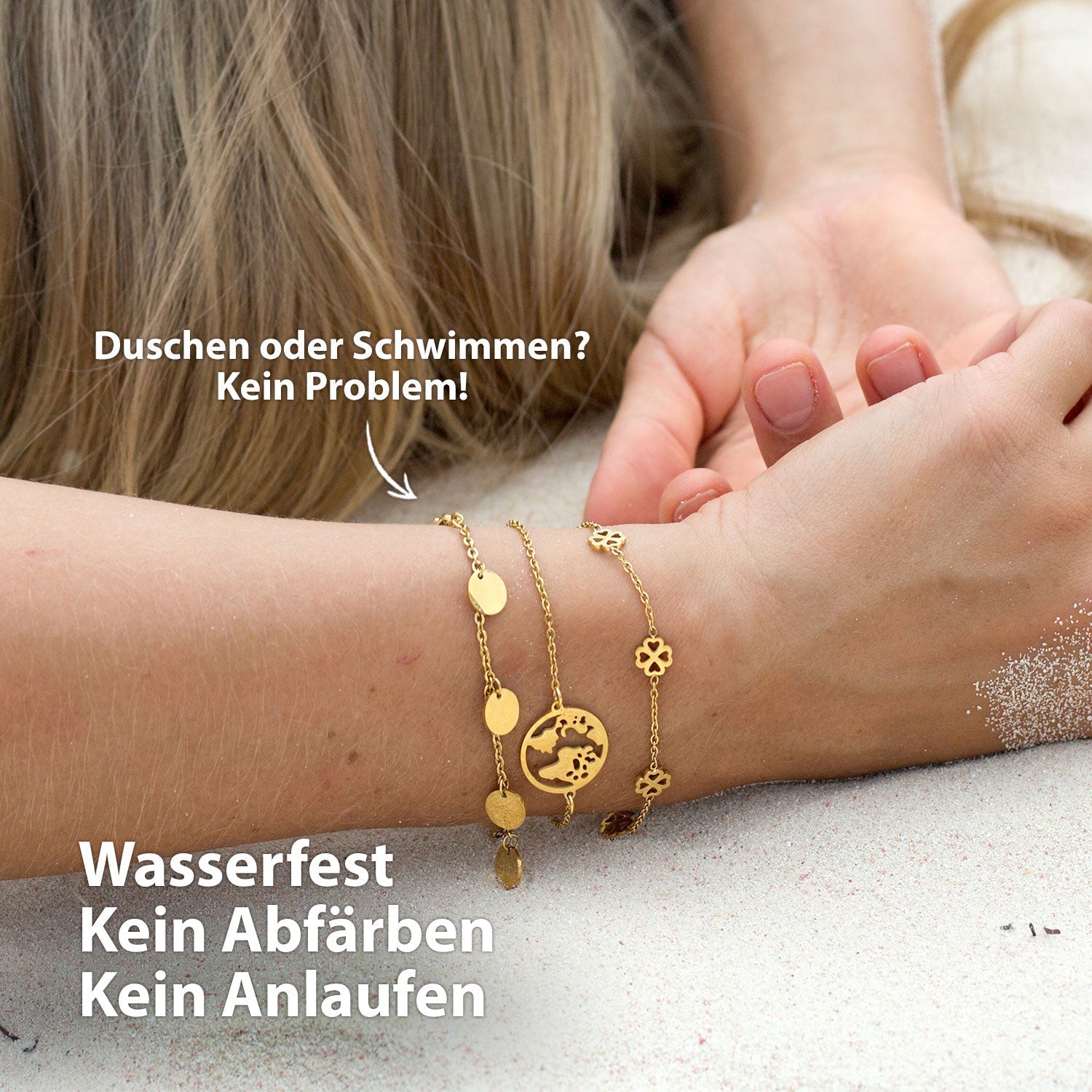 Bundle: BonnyCoin Plättchen Kette + Armband Gold