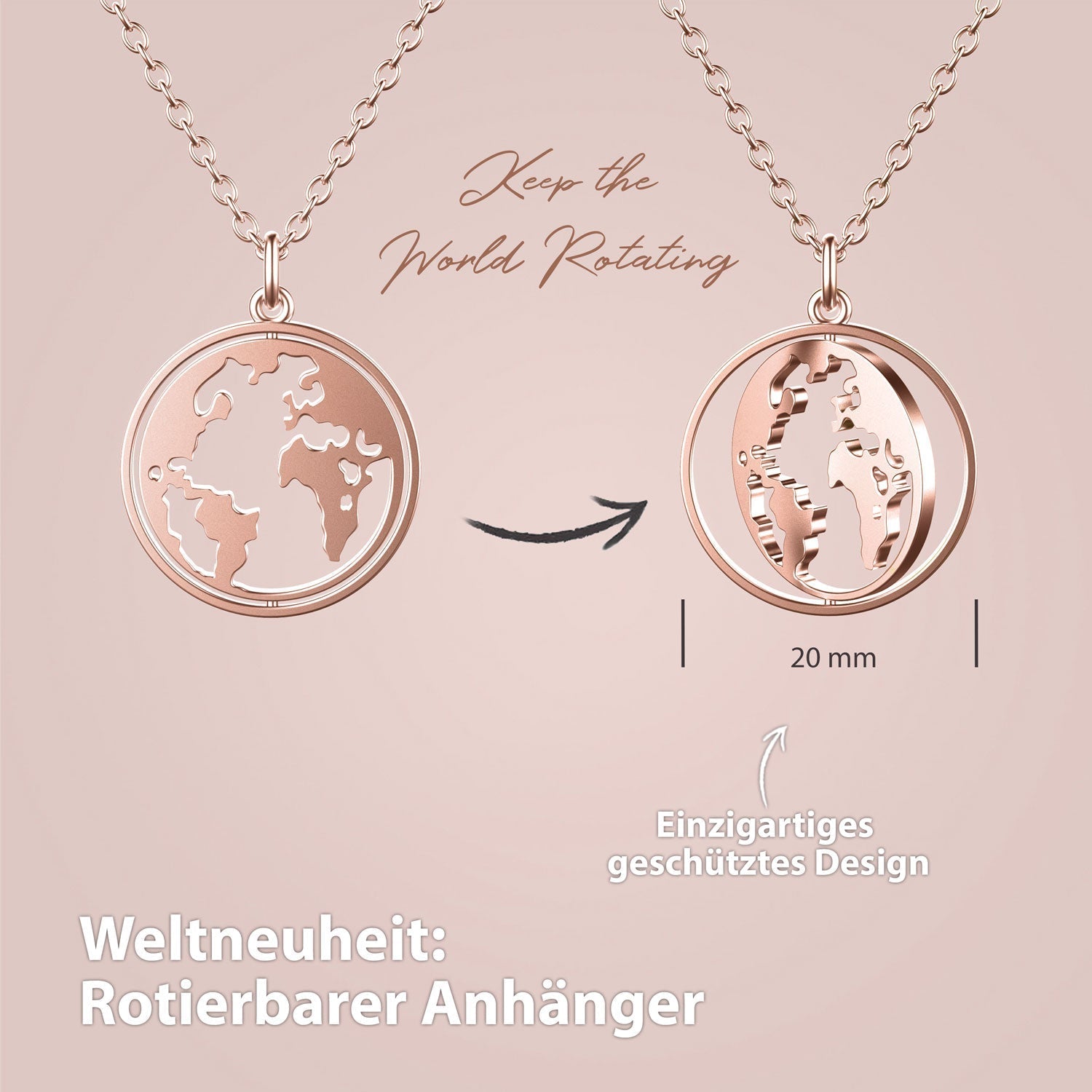 Bundle : collier globe BonnyWorld + bracelet en or rose