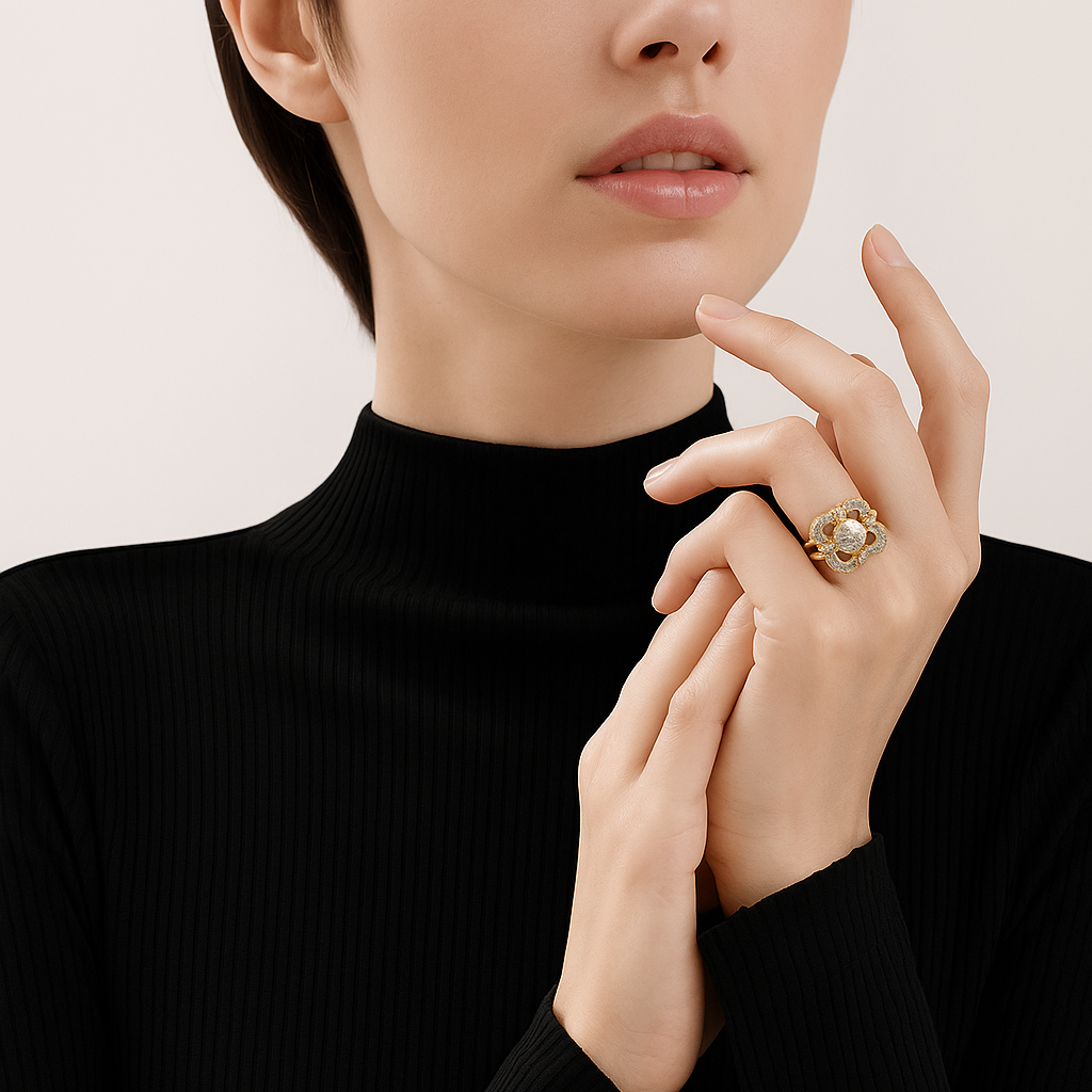 Bague vintage en or avec pierres de zirconium
