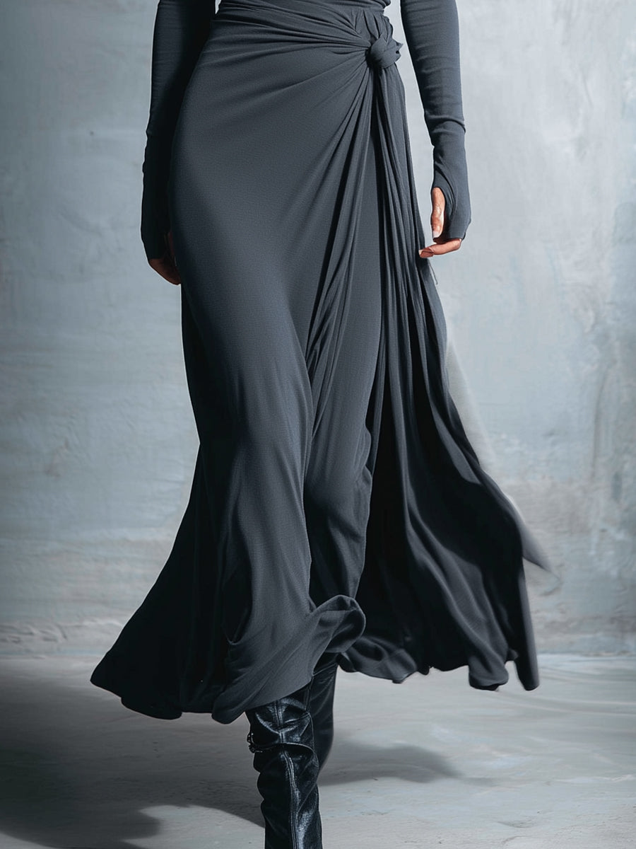 Naomie | Robe longue avec nœud latéral
