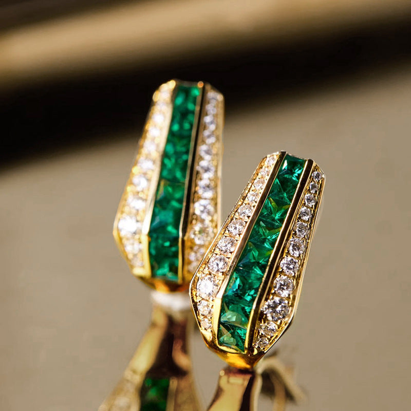Serena Émeraude Earrings | Gold