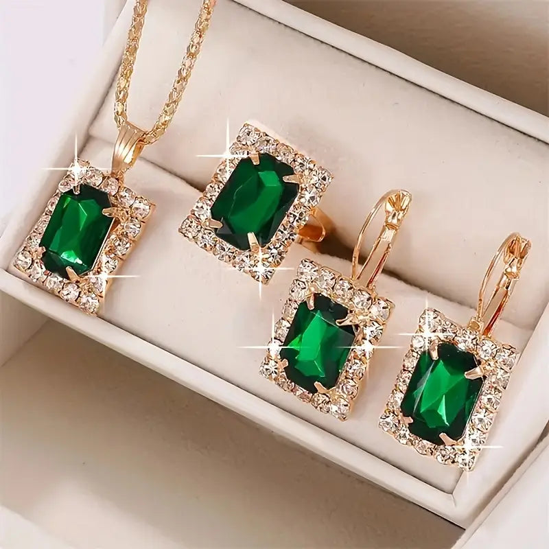 Ensemble de Bijoux Sylvara Greenveil en Or Blanc