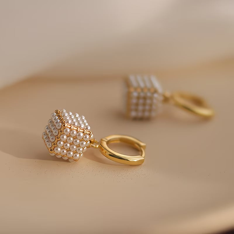 Boucles d'oreilles cube de perles