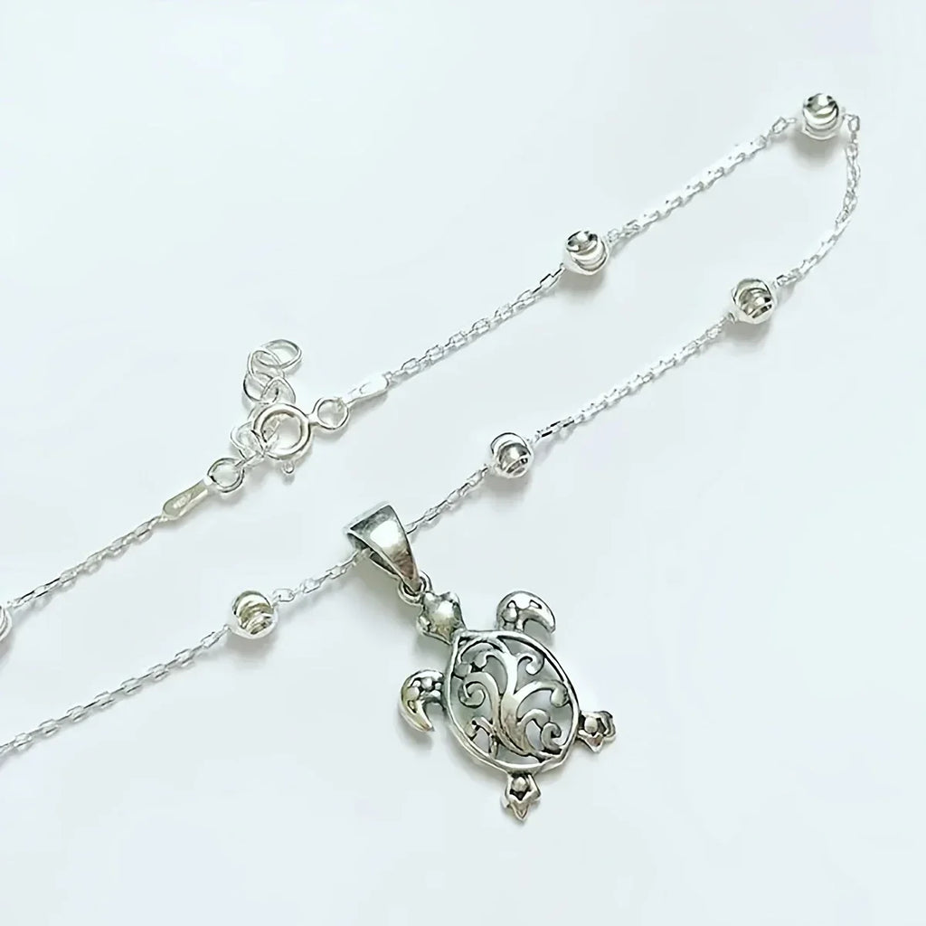 Cheville Boho-Tortue avec perles rondes et étanches
