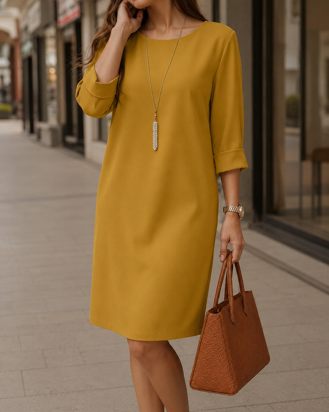 Elara™ | Robe midi fluide à coupe flatteuse