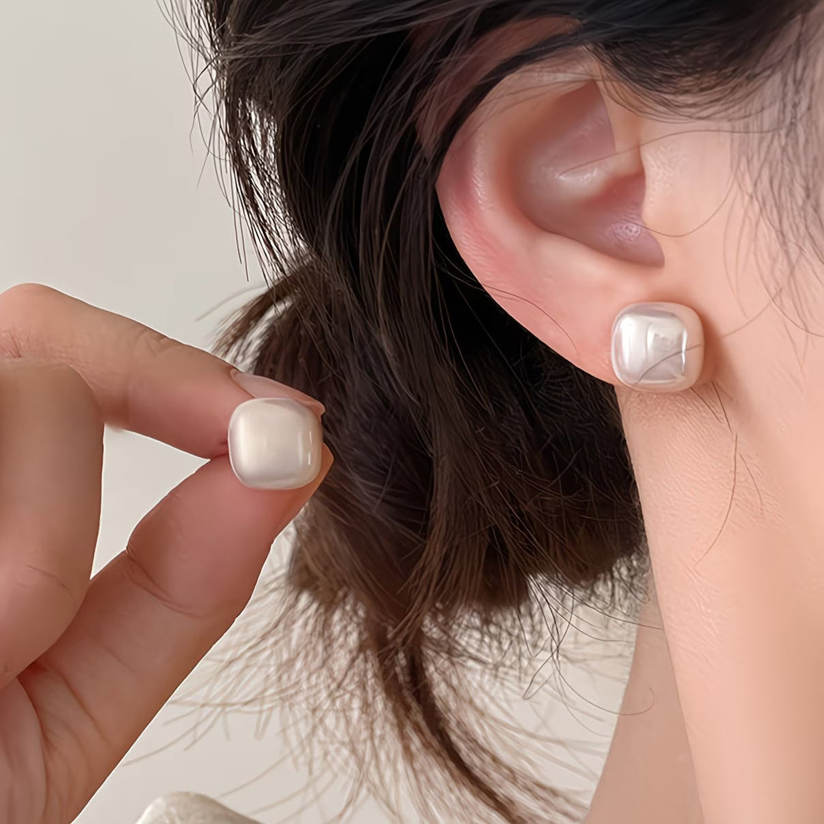 Boucles d'oreilles carrées à perles