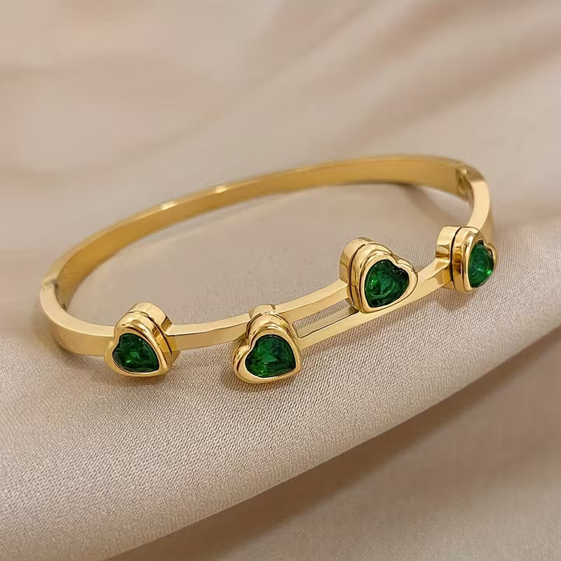 Bracciale Cuore Verde | Oro