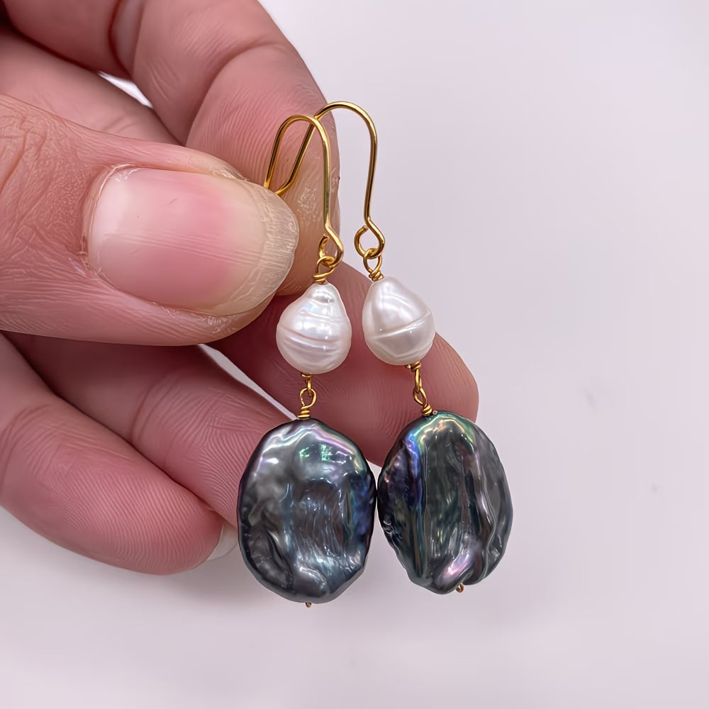 Boucles d'oreilles pendantes perles paon