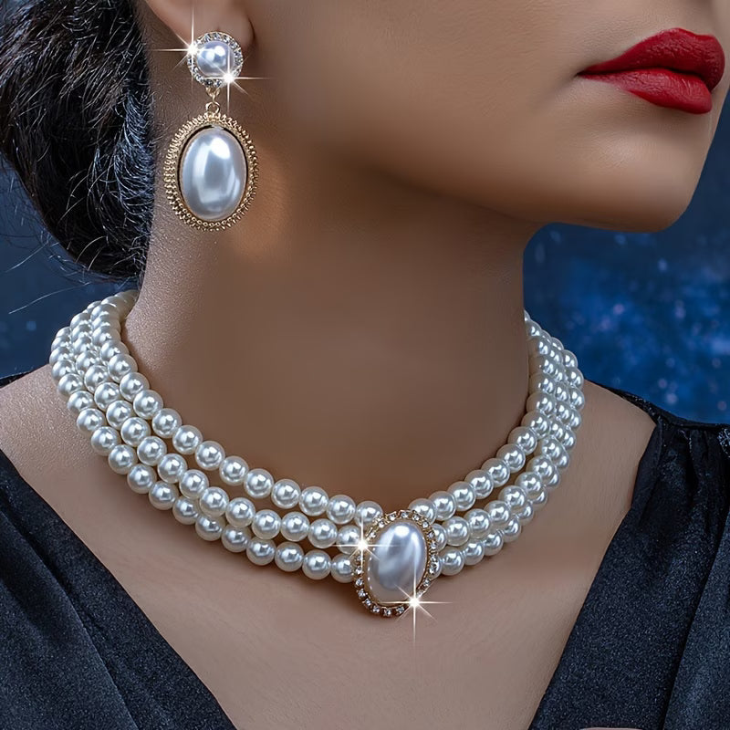 Ensemble de bijoux classique avec rang de perles