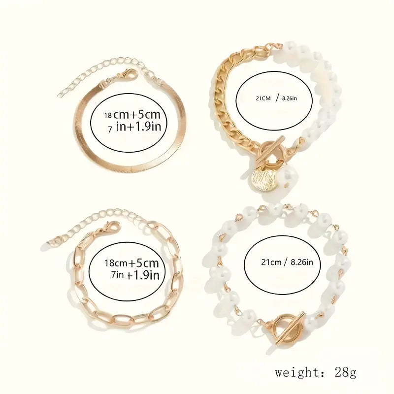 Ensemble luxueux de bracelets en perles superposés
