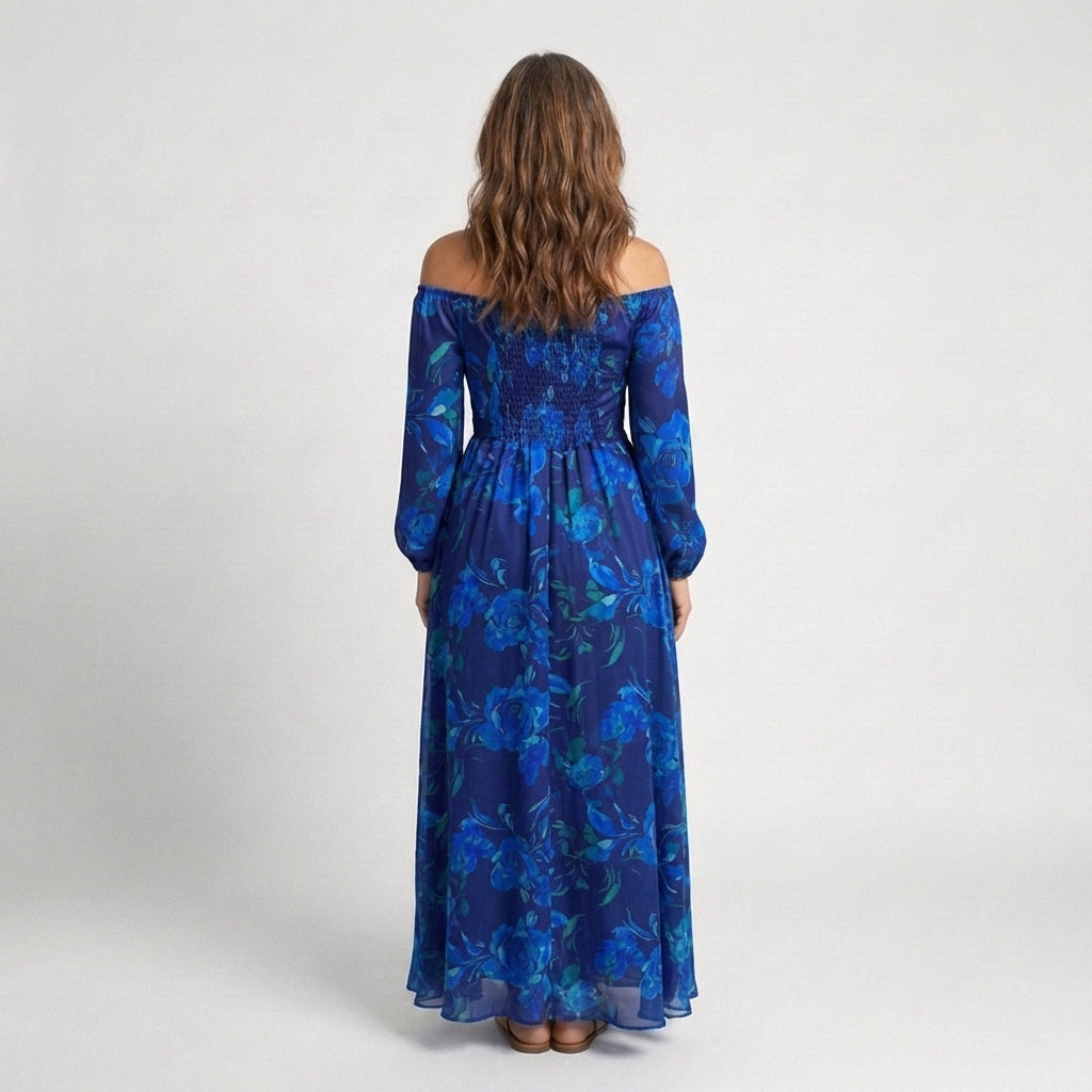 Aspen | Robe Maxi Fleurie à Bretelles Dégagées
