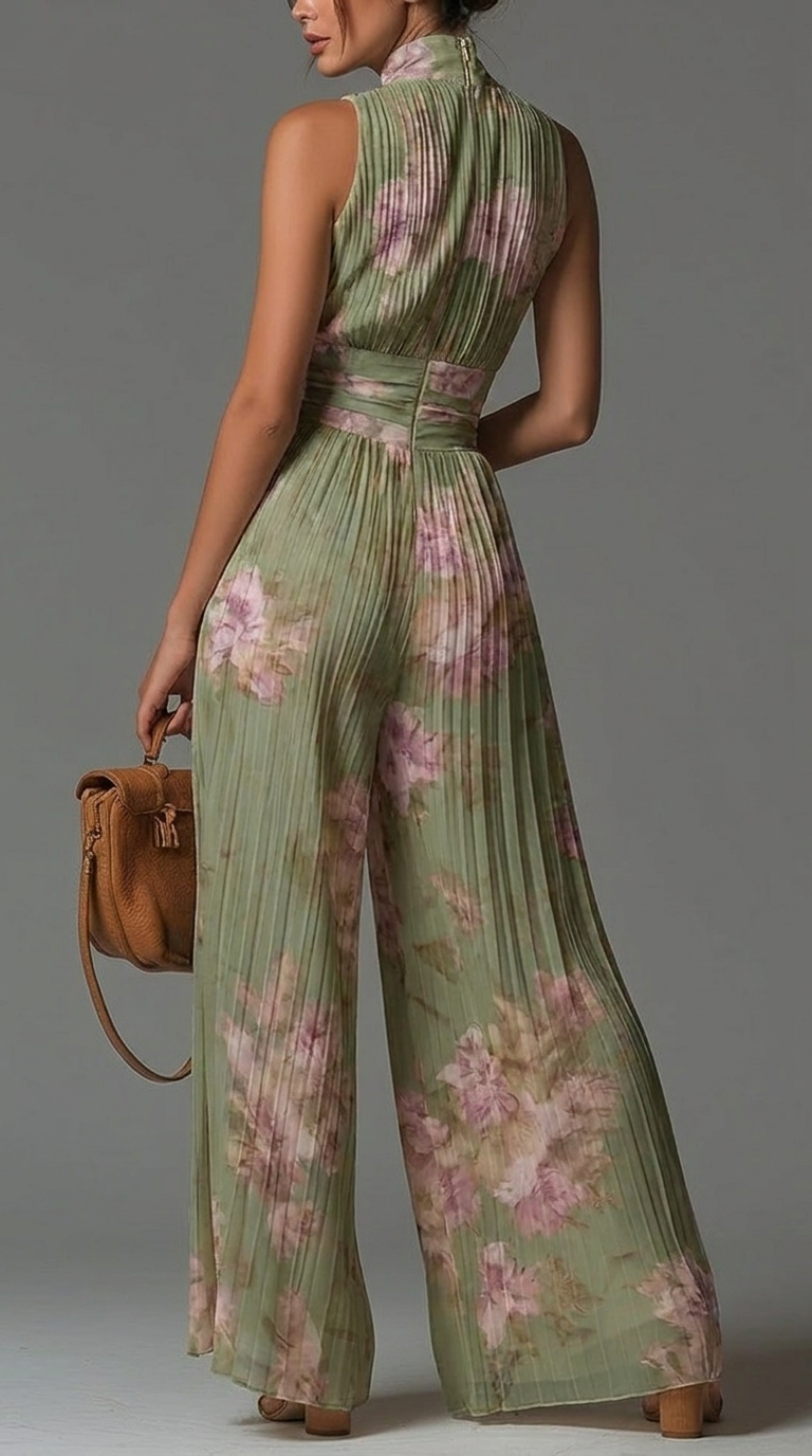 Rosie | Tuta in chiffon plissettato floreale