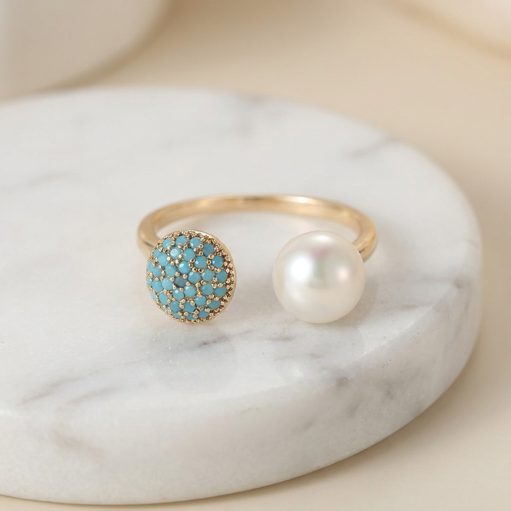 Bague perle turquoise