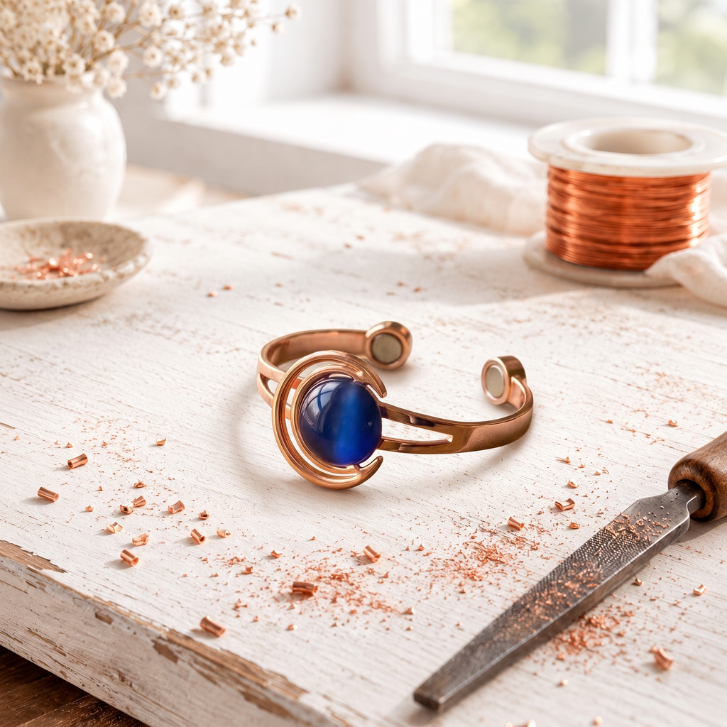 Bracelet en Cuivre Rose Croissant