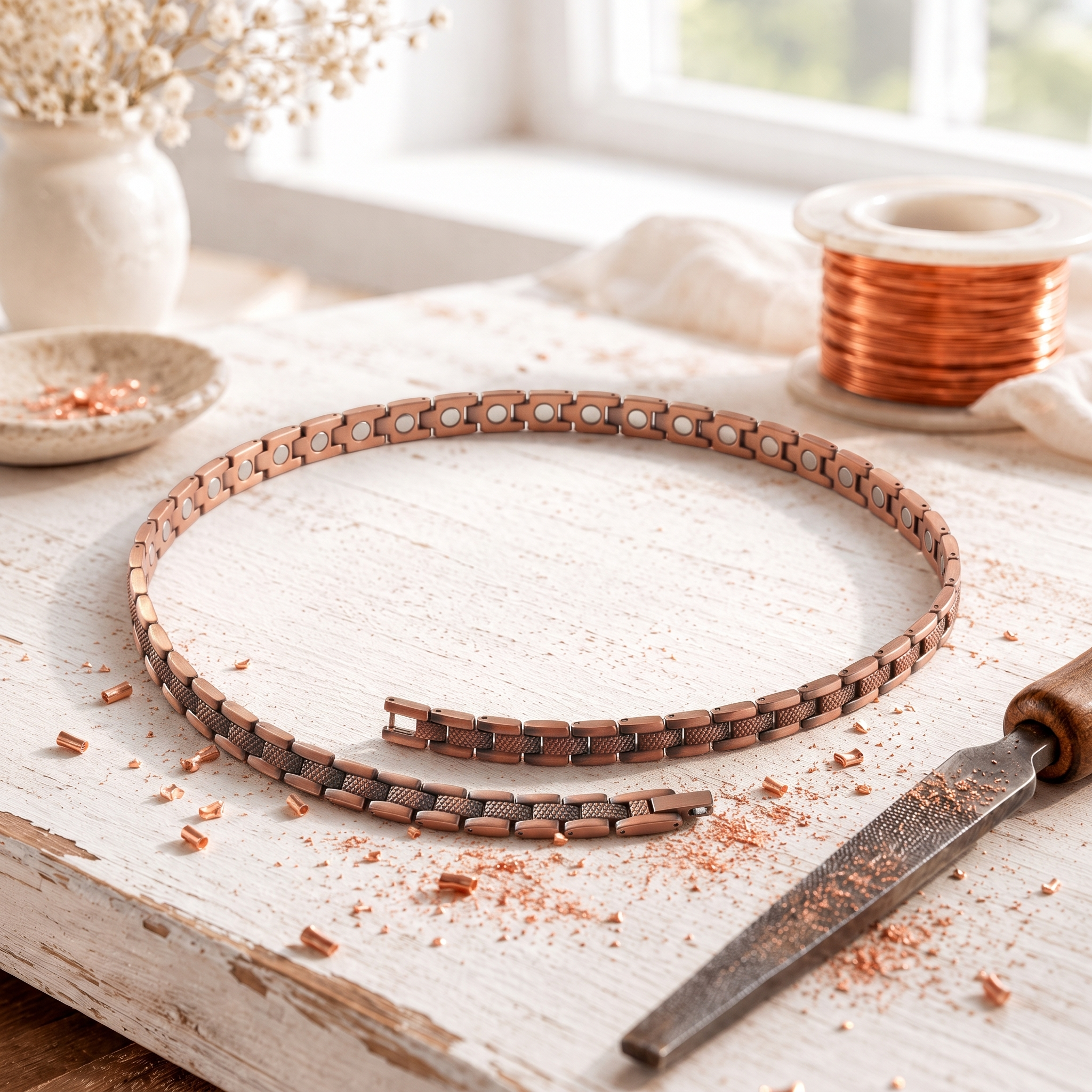 Handgefertigte Kupfer-Hammerschmuck-Kette