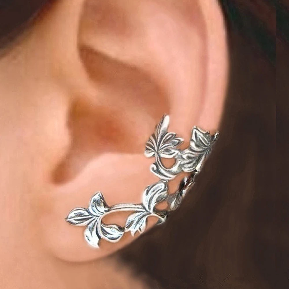 Boucles d'oreilles vintage feuilles argentées