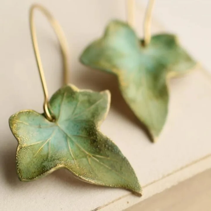 Boucles d'oreilles feuille vintage authentiques
