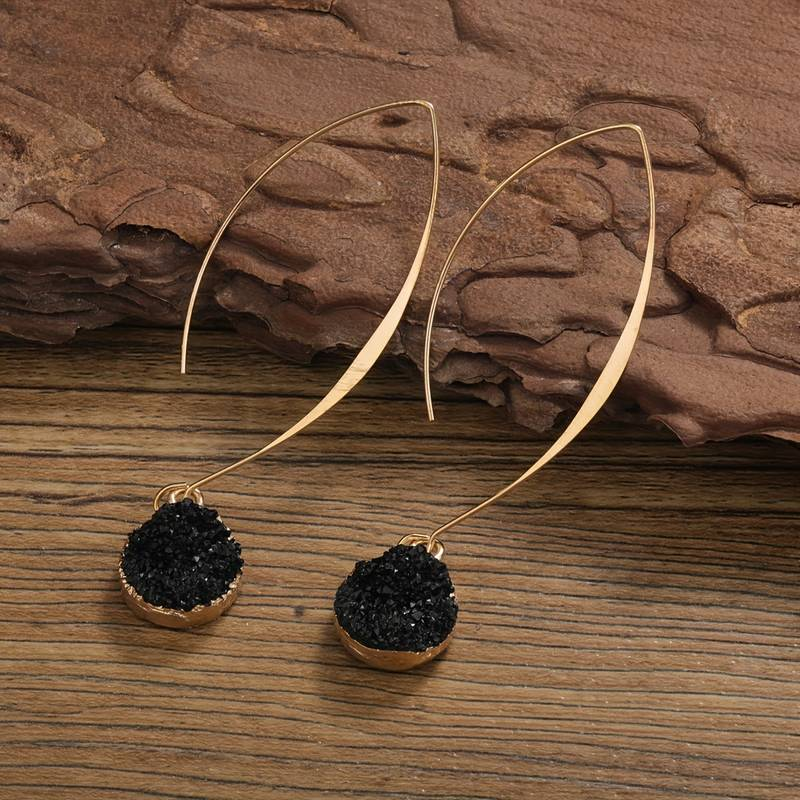 Boucles d'oreilles vintage en or et noir