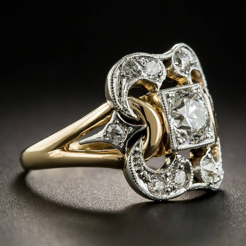 Bague vintage en or avec pierres de zirconium