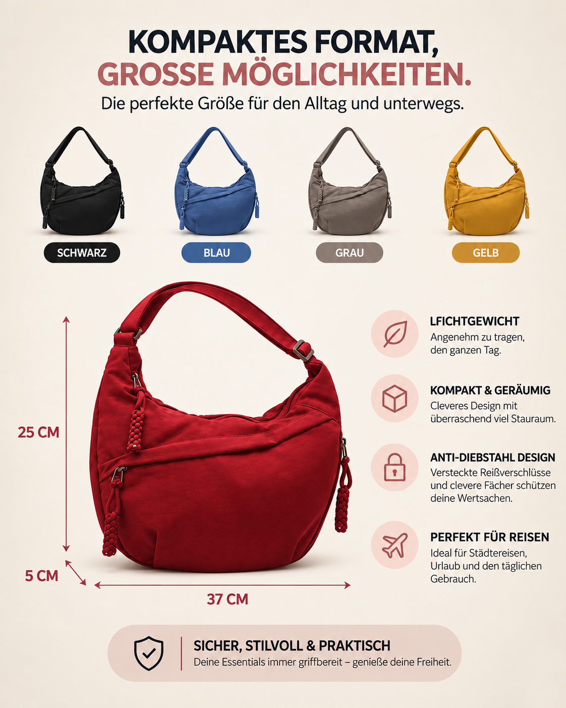 KODA™ | Sac bandoulière léger à multiples poches