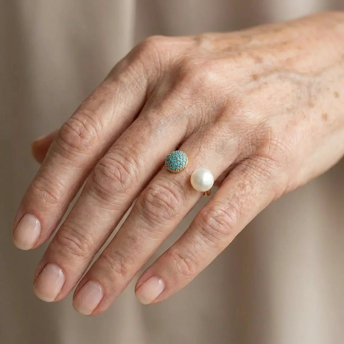 Bague perle turquoise