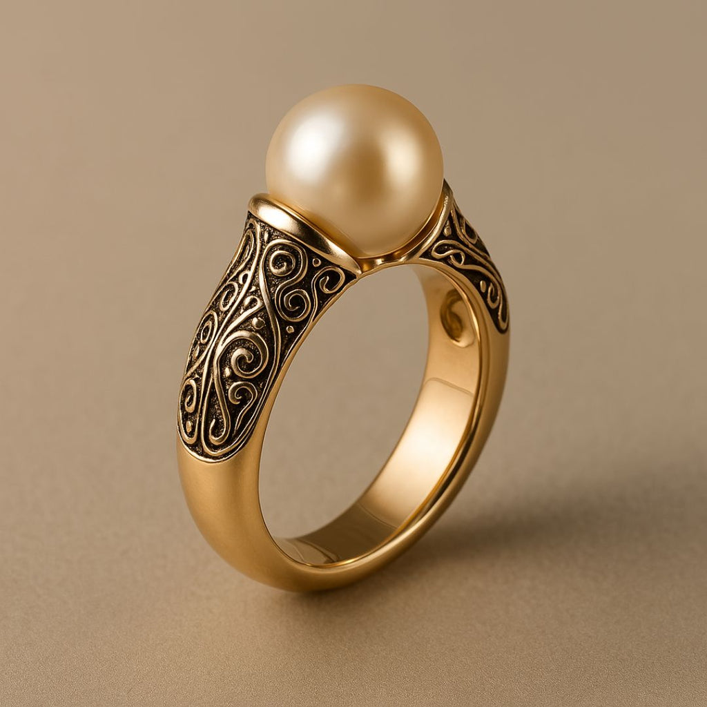 Bague vintage intemporelle en perles et or