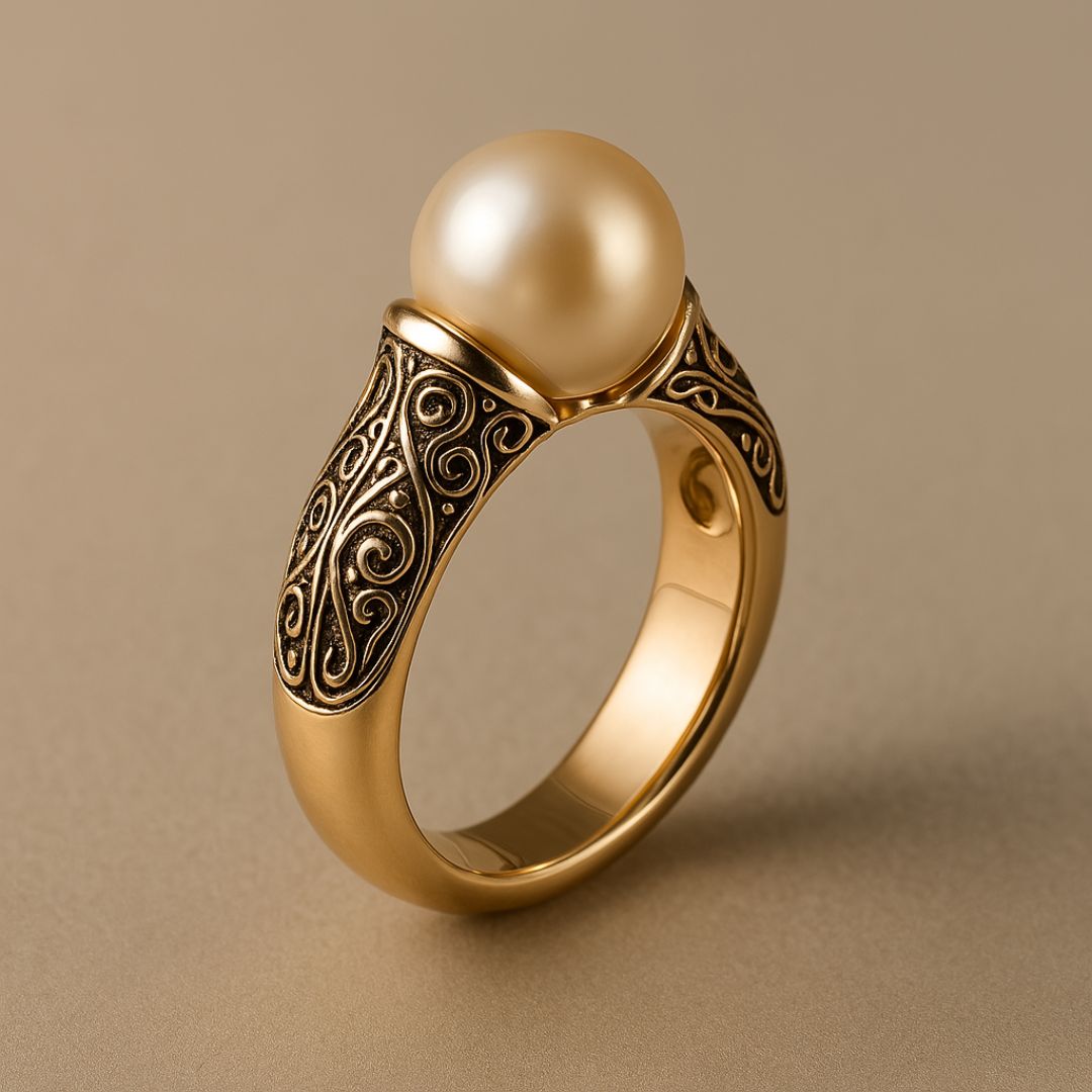 Bague vintage intemporelle en perles et or