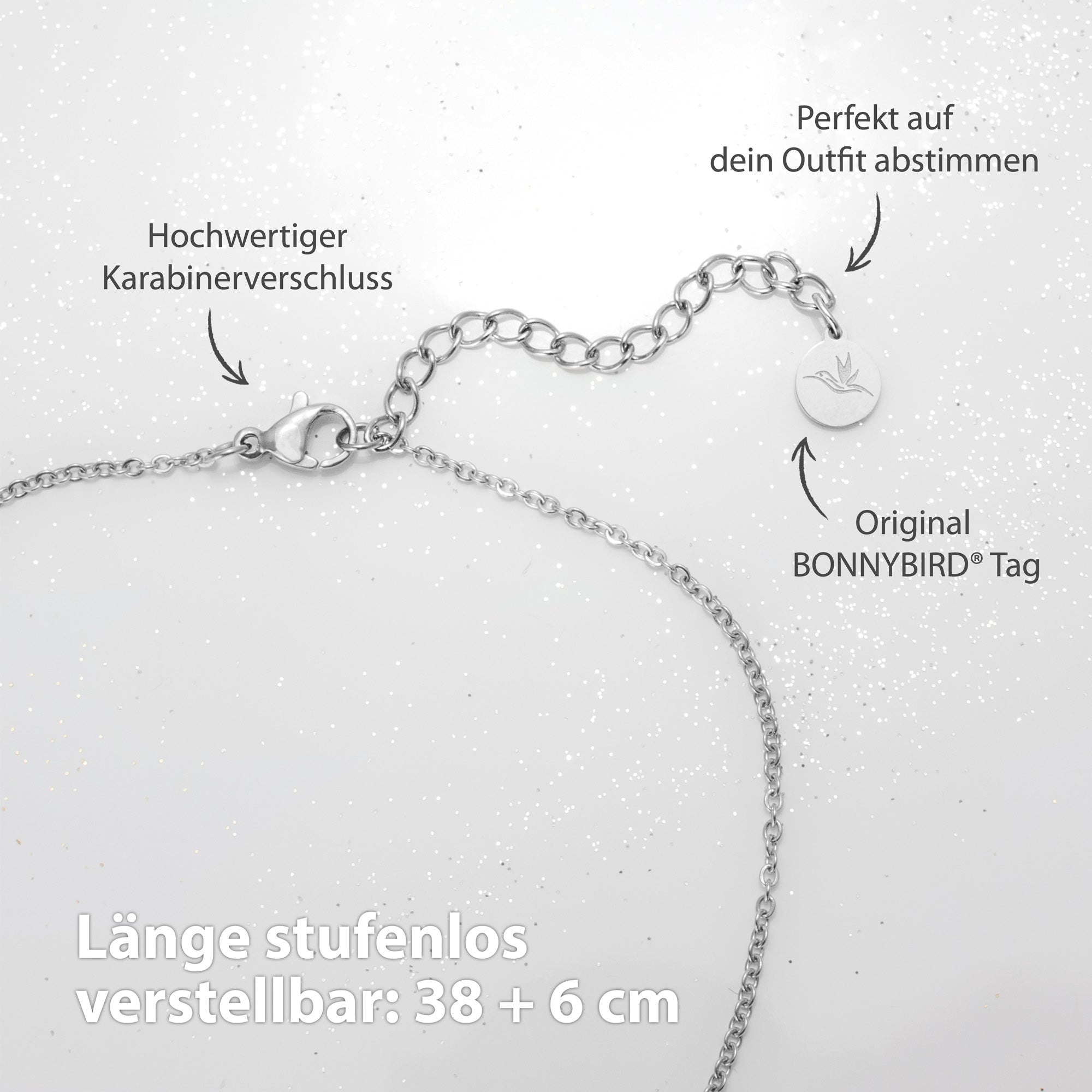 BonnyDiamonds Kette mit 8 Steinen Silber