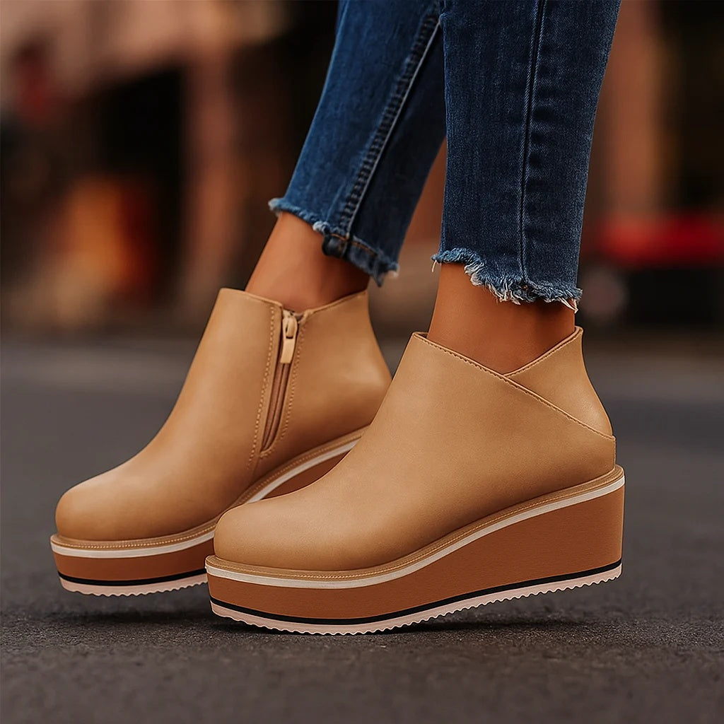 Camille - Bottines Compensées à Zip Latéral