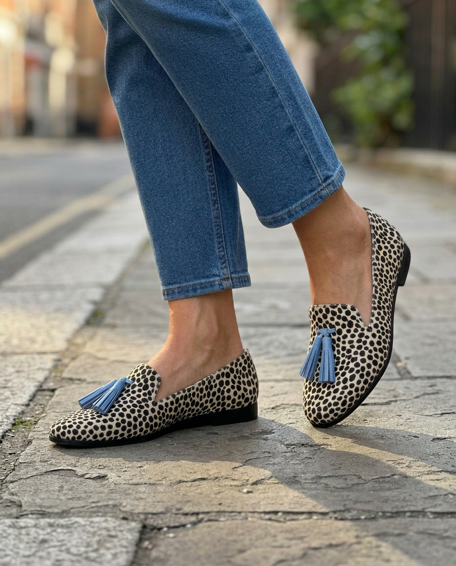 Lodessa™ - Elegante Halbschuhe in Schwarz-Weiß mit Quasten