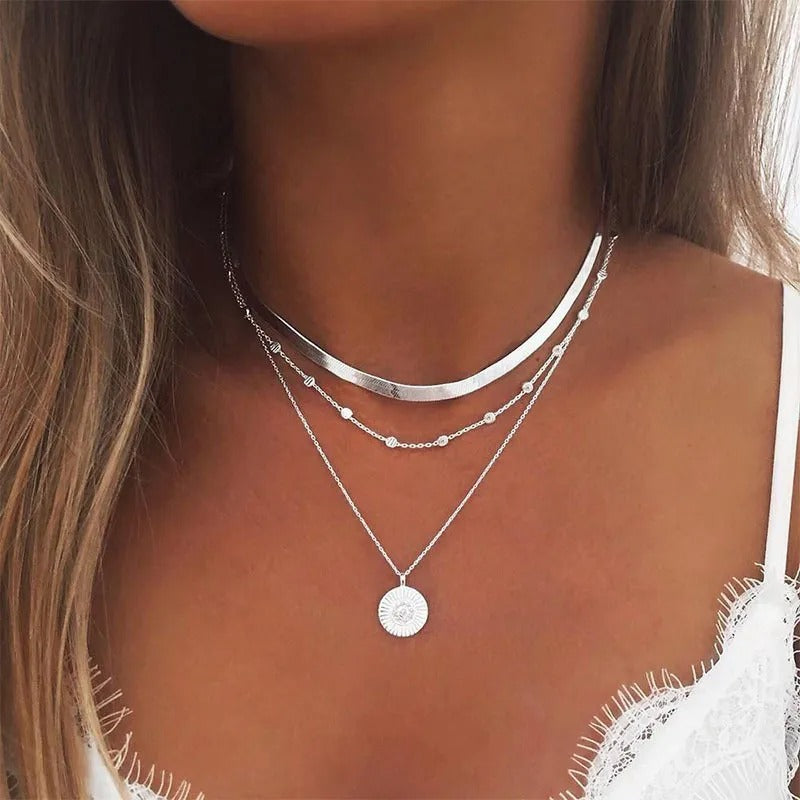 Dreireihige Halskette aus Sterling Silber