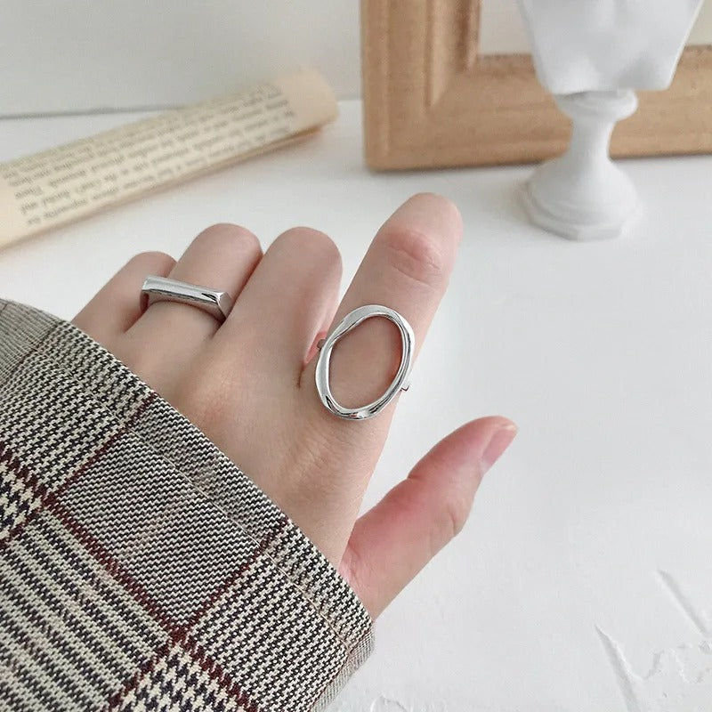 Bague réglable en argent 925 à forme de boule unique