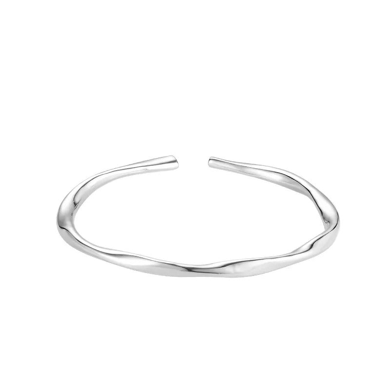 Bracelet manchette épais et réglable en argent 925 à la forme unique