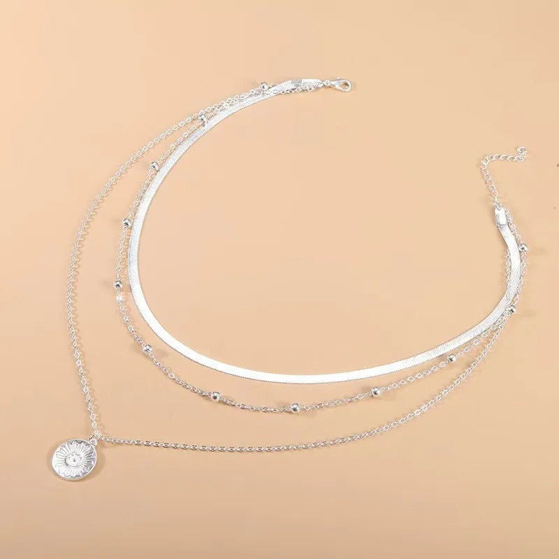 Dreireihige Halskette aus Sterling Silber