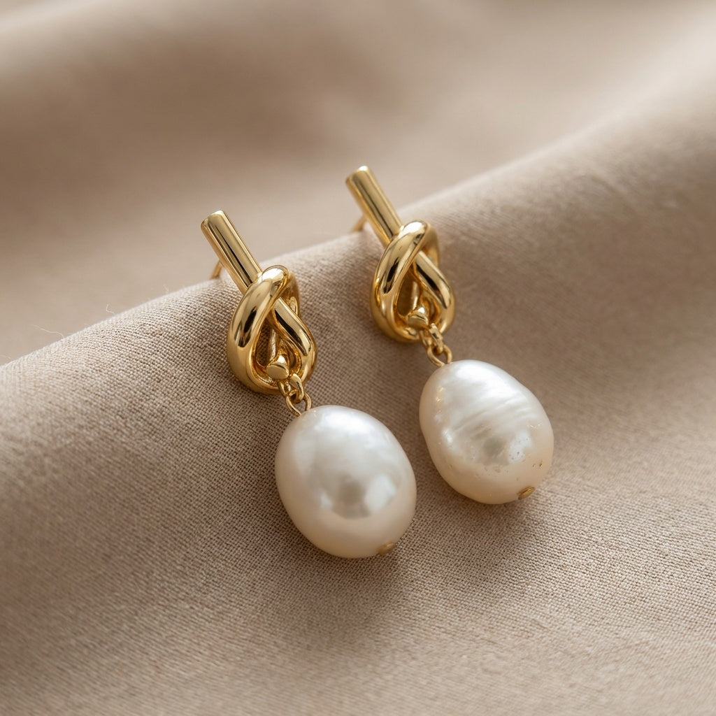 Boucles d'oreilles perlées nouées