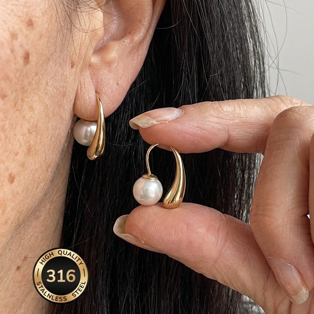 Boucles d'oreilles minimalistes à perles arquées