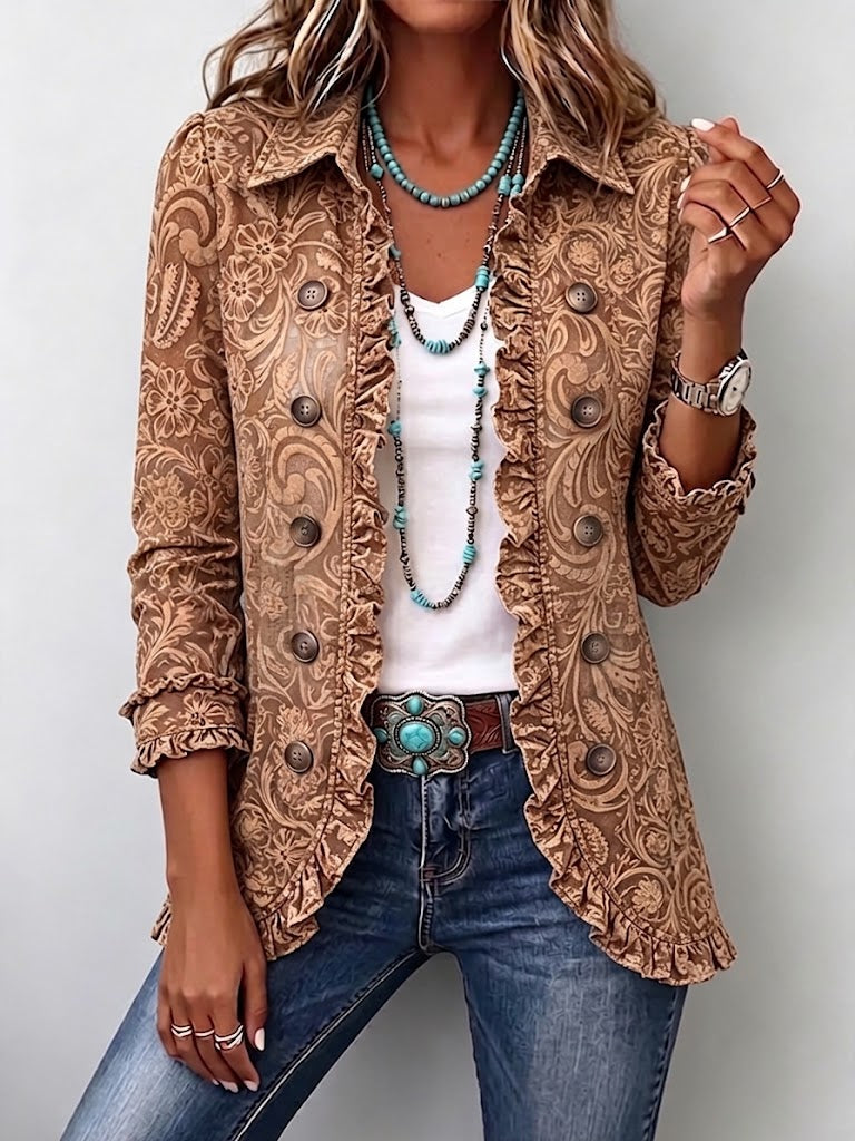 Concepción | Veste vintage à fleurs avec volants