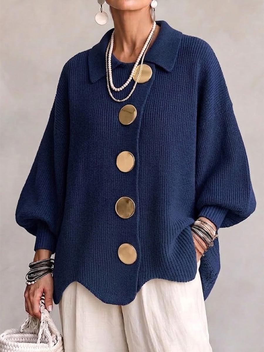 Victoire | Cardigan oversize avec de grands boutons dorés